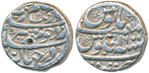 Aurangzeb, Silver Rupee, 11.40g, Tatta Mint, RY 16, with Mihire Munir couplet (KM 300.114)