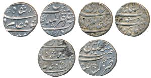 Shah Alam Bahadur, Silver Rupee (3), Mustaqir al-Mulk Akbarabad Mint, RY 5; Khambayat Mint