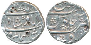 Shah Alam Bahadur, Silver Rupee, 11.30g, Ausa Mint, AH 112X/4 (KM 348.10). About Very Fine