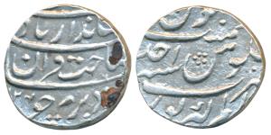 Jahandar Shah, Silver Rupee, 11.50g, Alamgirpur Mint, AH (1)124/Ahd, ’Sahib Qiran’ couplet
