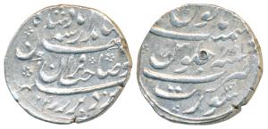 Jahandar Shah, Silver Rupee, 11.51gm, Surat Mint, AH 1124/Ahd, ’Sahib Qiran’ couplet, a sm