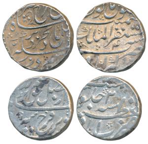 Farrukhsiyar, Silver Rupee (2), 11.45g & 11.39g, Mustaqir ul-Mulk Akbarabad Mint, RY 4; Az