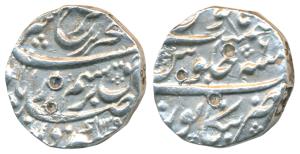 Farrukhsiyar, Silver Rupee, 11.28g, Bankapur Mint, AH 1129/6, complete mint name at bottom