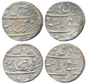 Farrukhsiyar, Silver Rupee (2), 11.50g & 11.48g, Dar us-Sarur Burhanpur Mint, AH 1125/2 & 