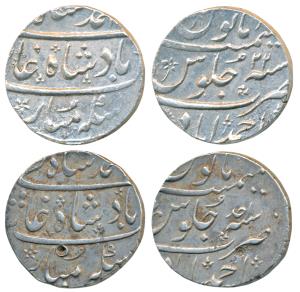 Muhammad Shah (AH 1131-1161, 1719-1748 AD), Silver Rupee, 11.50g & 11.38g, Ahmedabad Mint,