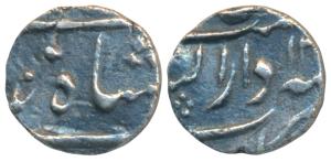 Muhammad Shah, Silver 1/16 Rupee or 1 Anna, 0.68g, Dar us-Sarur Burhanpur Mint, RY 13 (KM 