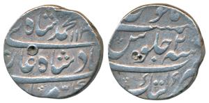Muhammad Shah, Silver Rupee, 11.09g, Katak Mint, AH 113X/2, complete mint name at bottom o