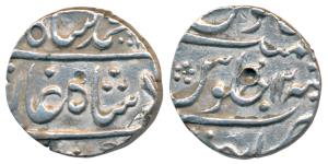 Muhammad Shah, Silver ½ Rupee, 5.77g, Khambayat Mint, RY 12 (KM 433.3). Very Fine+, Very R