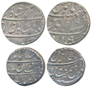 Muhammad Shah, Silver Rupee (2), 11.61g & 11.42g, Murshidabad Mint, AH 1144/14; Dar ul-Khi