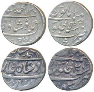 Muhammad Shah, Silver Rupee (2), 11.63g & 11.34g, Murshidabad Mint, AH 1136/5; Sahrind Min