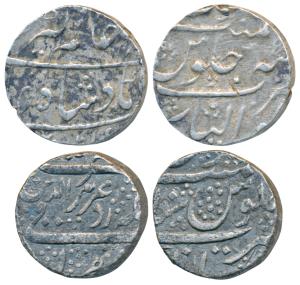 Alamgir II, Silver Rupee (2), 11.19g & 11.03g, Gwalior Mint, AH 1171/5; Imtiyazgarh Mint, 