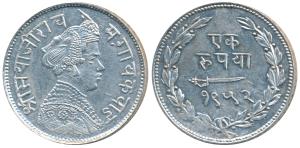 Sayaji Rao III (AH 1292-1357, 1875-1938 AD), Silver Rupee, 11.29g, Small flan, VS 1952 (KM