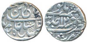Murshidabad Mint, Silver Rupee, 11.55g, struck at Chandernagar, dot above ZA of zarb, AH 1