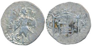 Goa, Joao IV, Silver 2 Tangas, 4.19g, obv. standing figure of St. John divides SI and date