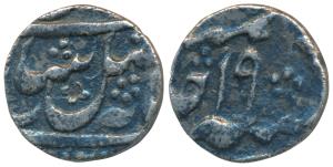 Murshidabad Mint, Silver ¼ Rupee, 2.66g, in the name of Shah Alam II, RY 19 (KM 82.3). Abo