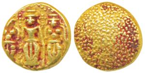 3 Swami Gold Pagoda, 3.44g, Tirupati Balaji in the centre, flanked by his wives Shri Devi 