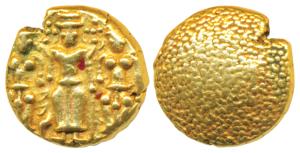 3 Swami Gold Pagoda, 3.43g, Tirupati Balaji in the centre, flanked by his wives Shri Devi 