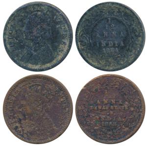 Victoria Queen, Copper 1/12 Anna, 1874, Calcutta Mint (Prid 783); Dewas, Junior Branch, Co