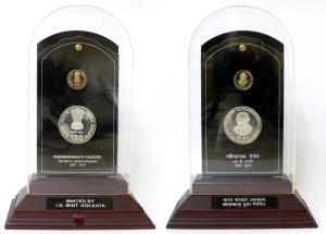2011 V.V.I.P. Proof set, 150th Birth Anniversary of Rabindranath Tagore, set of 2, Rupees 