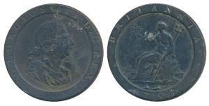 Great Britain, George III, Copper Cartwheel Penny, 1797, laureate bust of the ruler on obv