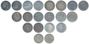 Assorted Silver Crowns (10), Belgium, Leopold II Roi, 5 Franc, 1869, (KM 24); German State
