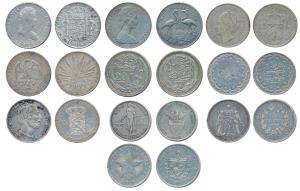 Assorted Silver Crowns (10), Bahamas 2 Dollars 1966; Cuba, Peso 1932; Egypt, 20 Piastres 1
