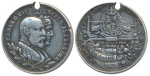Edward VII & Queen Alexandra, Silver Coronation Medal, 5.78g, rev. monogram with the messa