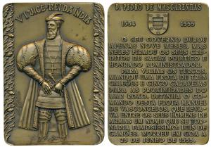 Sixth Viceroy of India D. Pedro De Mascarenhas, Rectangle Heavy Bronze Medallion, obv. ful