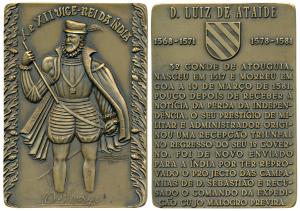 Tenth & Eleventh Viceroy of India D. Luíz de Ataíde, Rectangle Heavy Bronze Medallion, obv