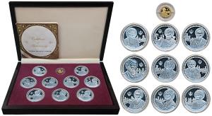 A set of medallions depicting the 10 Sikh Gurus, Gold 0.77g, Silver (9), each 15.55g, a to