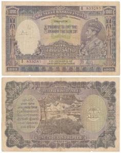 George VI, Rupees 1000, 1938, Calcutta, signed by J. B. Taylor, (J&R 4.8.1B). Fine, slight