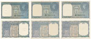 George VI, Rupee 1 (3), 1944, signed C. E. Jones, Prefix A, B & C serial number in black (