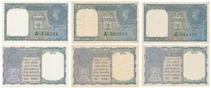 George VI, Rupee 1 (3), 1944, signed C. E. Jones, Prefix G, H & J serial number in black (