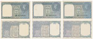 George VI, Rupee 1 (3), 1944, signed C. E. Jones, Prefix N, P & Q serial number in black; 