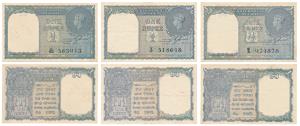 George VI, Rupee 1 (3), 1944, signed C. E. Jones, Prefix U, V & W, serial number in black 