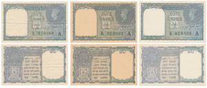 George VI, Rupee 1 (3), 1944, signed C. E. Jones, Prefix A, B & C, serial number in green,