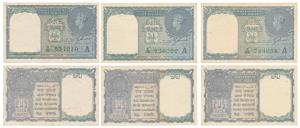 George VI, Rupee 1 (3), 1944, signed C. E. Jones, Prefix D, E & F, serial number in green,