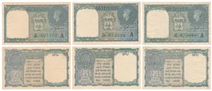 George VI, Rupee 1 (3), 1944, signed C. E. Jones, Prefix G, H & J, serial number in green,