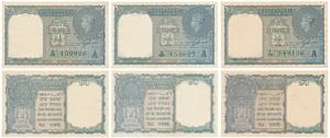 George VI, Rupee 1 (3), 1944, signed C. E. Jones, Prefix R, S & T, serial number in green,