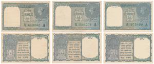 George VI, Rupee 1, 1944, signed C. E. Jones, Prefix U, V & W, serial number in green, ins