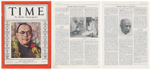 Time Magazine, March 7, 1938, Subhash Chandra Bose, featured on the cover page and caption