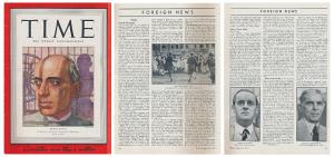 Time Magazine, August 24, 1942, Jawaharlal Nehru, featured on the cover page and caption b