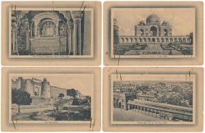 Set of 10 View Cards, Simla (1), Delhi (9), such as the Interior of the Deewane Khas Fort,