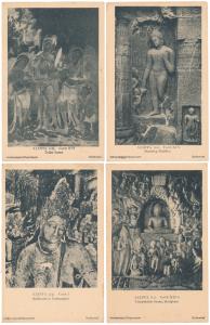Set of 20 Ajanta View Cards, all different views of the Ajanta Caves with photographs of s