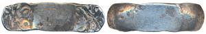 Archaic Punch Marked Coinage, attributed to Gandhara Janapada, Bent Bar, Silver 5 Shana, 1