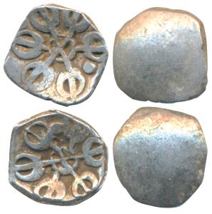 Archaic Punch Marked Coinage, attributed to Gandhara Janapada, Silver Shana (2), 1.14g & 1