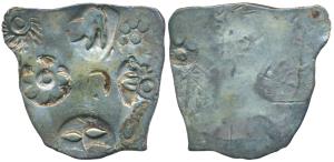Archaic Punch Marked Coinage, attributed to Magadha Janapada, Silver Karashapana, 3.31g, S