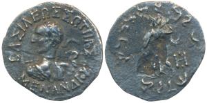 Indo-Greeks, Menander I, Silver Drachm, 2.03g, obv. diademed bust to left seen from behind