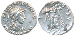 Indo-Greeks, Menander I, Silver Drachm, 2.45g, obv. helmeted bust of the king to right wit