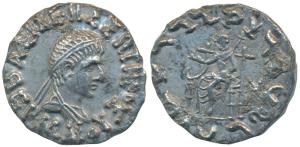 Indo-Greeks, Hermaeus / Hermaios (c. 40-1 BC), Silver Drachm, 1.88g, Posthumous issue stru